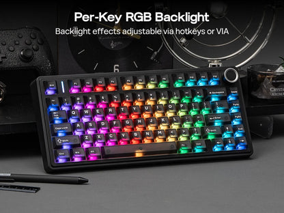 EPOMAKER x AULA F75 Ultra VIA Programmable 75% ANSI US QWERTY Layout Gasket Wired/Bluetooth/2.4Ghz Wireless Mechanical Keyboard