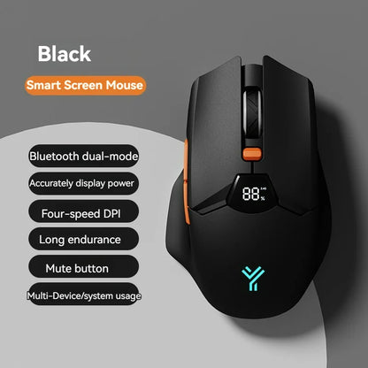 2.4G Bluetooth trådløs mus med skærmdisplay, kraftigt 600mAh-batteri med stor kapacitet og lydsvage knapper til gaming og kontorbrug