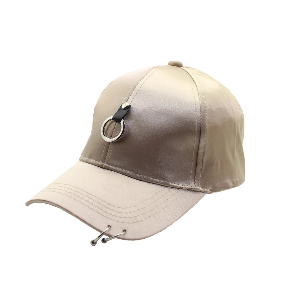 Women Men Hip Hop Kpop Snapback Baseball Cap Solid Color With Ring Sport Dancing Travel Lover Dad Hat Caps Streetwear Adjustable