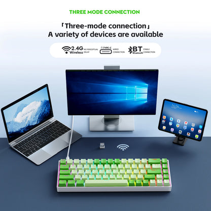 K68    68Key Wireless Mechanical Keyboard Tri-mode Connection,Full Key Hot Swap,RGB lighting Effects,Gasket Muffler Structure, L