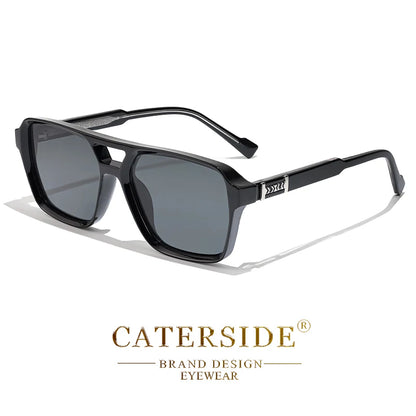 CATERSIDE Retro Square Sunglasses Men Punk Flat Top Double Bridge High Quality Sun Glasses for Women Party Festival Gifts