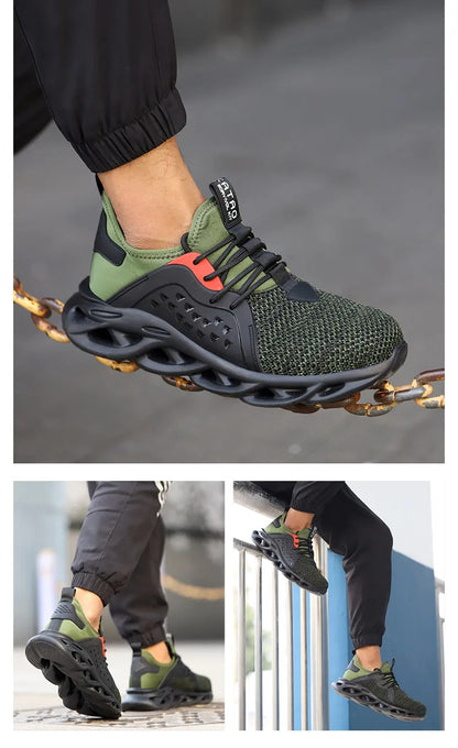 Chaussures de sécurité de travail pour hommes, baskets de travail légères et indestructibles, chaussures de sécurité à bout en acier, bottes de protection de sécurité, chaussures de toiture