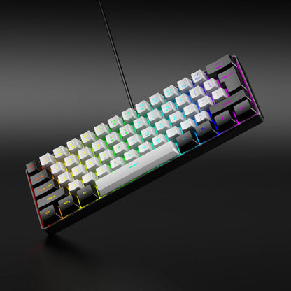 USB Wired RGB Gaming Keyboard 61 Keys White Black Compact Mini Office Keyboard and Mouse for PC Desktop Computer Gamer Keypad
