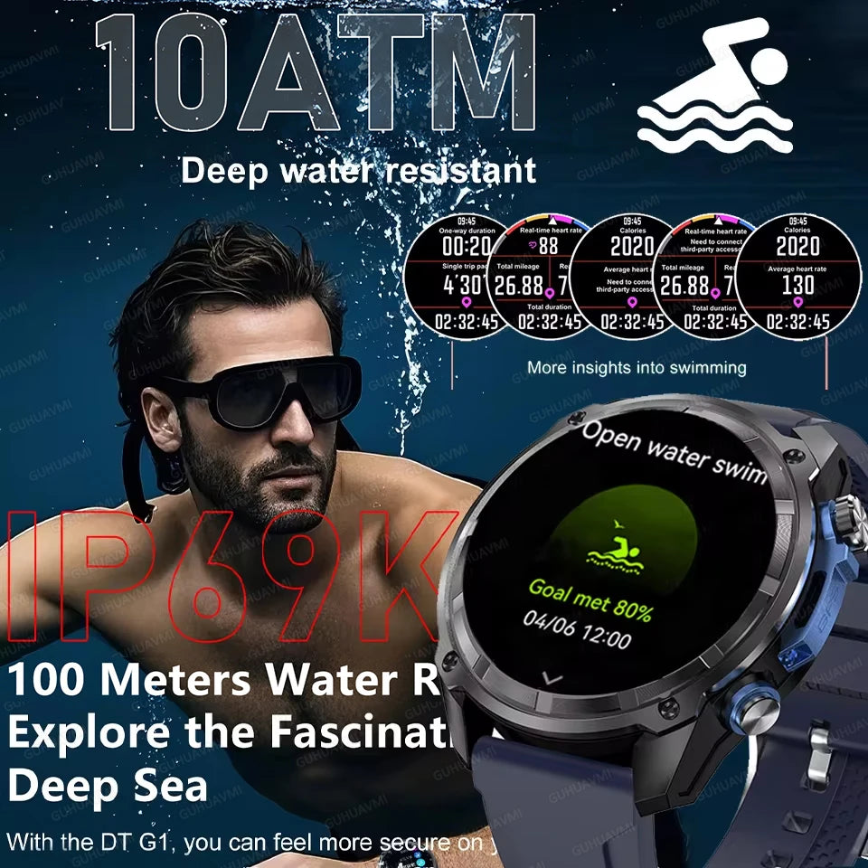 New Outdoor Precise GPS Map GNSS Smart Watch Men 10TM Waterproof 1000mAh Battery 170+Sport Mode Bluetooth Call AMOlED Smartwatch