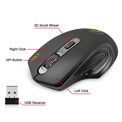 Mouse wireless nou, 2000DPI reglabil, receptor USB 3.0, mouse optic pentru computer, 2.4GHz, mouse gaming cu design ergonomic pentru laptop