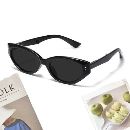 Minimalist Oval Cat-eye Glasses Women's Fashion Outdoor Folding Sunglasses Sun Shading UV Sunscreen Glasses Stylish Accessory