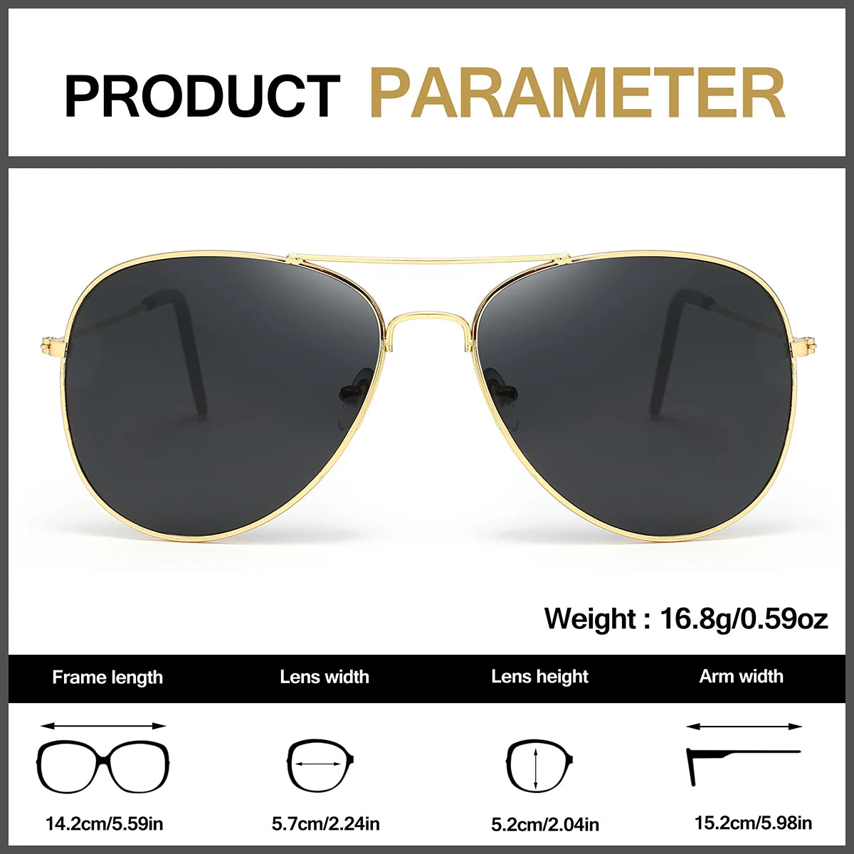 2 PCS Classic Aviator Sunglasses Gold Metal Frame UV100 Protection Trendy Eyewear For Men Women Daily Driving Outdoor Activities