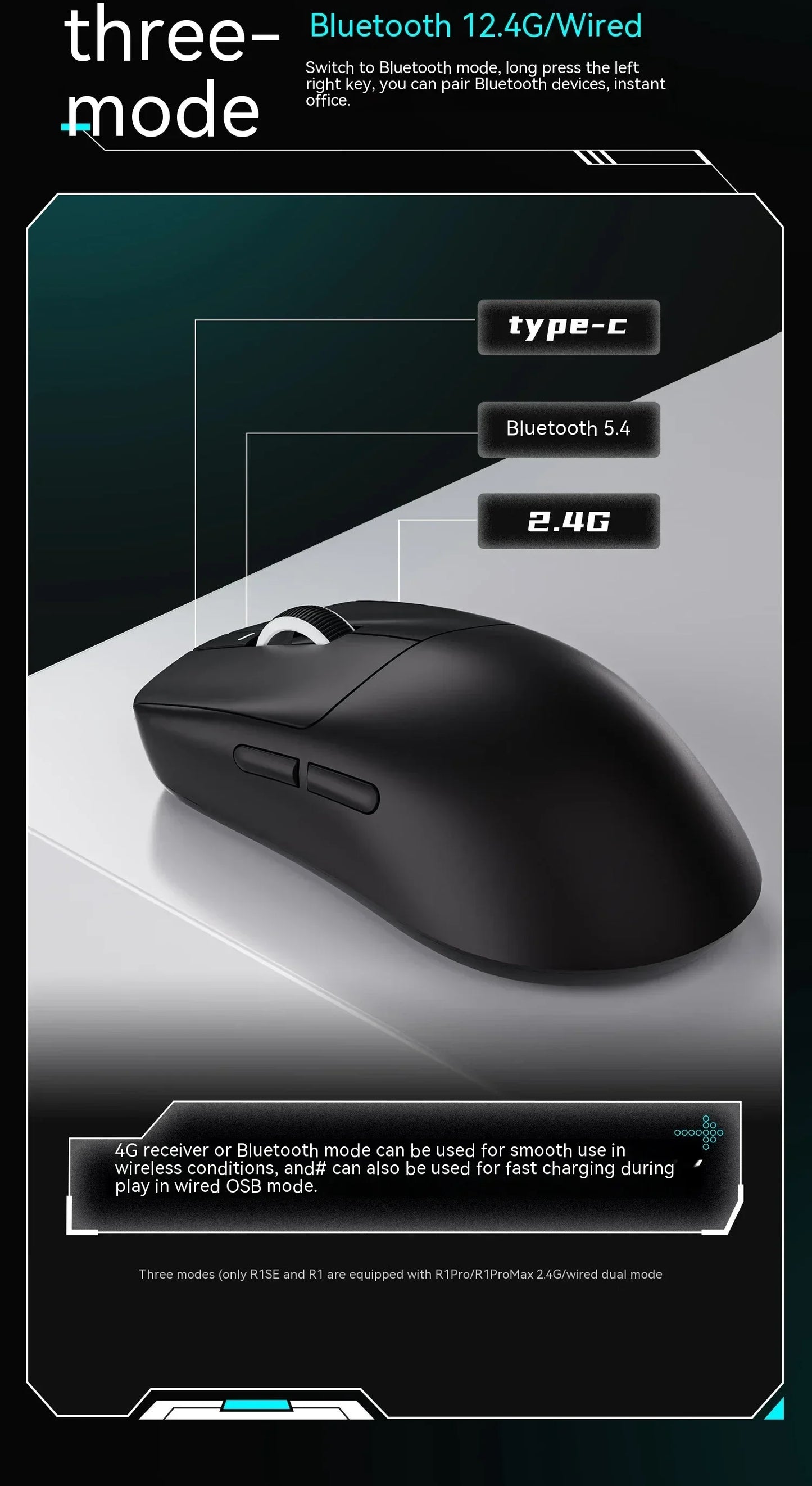 VXE Dragonfly R1 Pro Paw3395 -sensori langaton hiiri Nordic 52840 2khz Smart Speed X alhainen viive toimisto- ja PC-pelihiiri