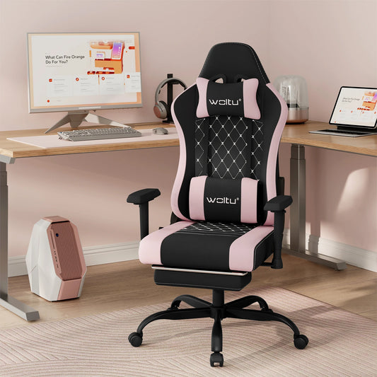 WOLTU Massage Gaming Chair Ergonomic Office Chair with Footrest, Adjustable Reclining Computer Chair, Swivel Executive Desk Chair with Headrest