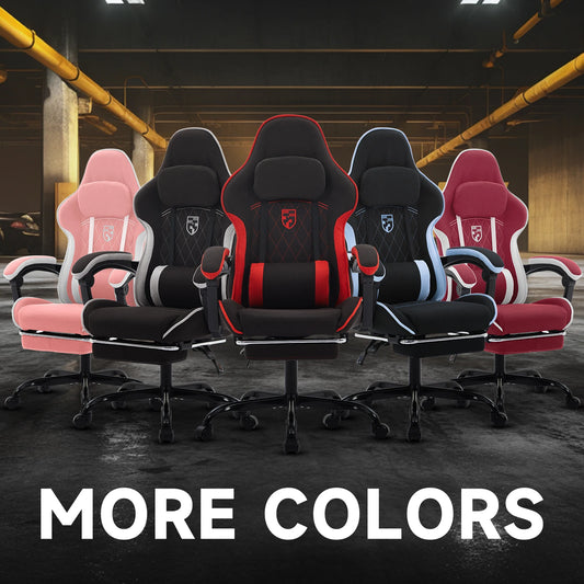 Ergonomic Gaming Chair with Footrest, Lumbar Cushion & Headrest, Adjustable Gamer Chair for Computer Desk, Office and Gaming Setup