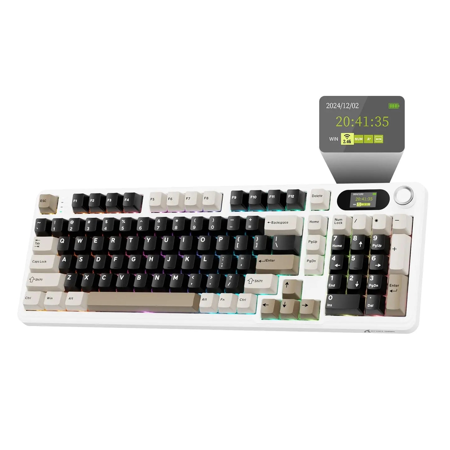 ATTACK SHARK X98PRO Wireless Mechanical Keyboard, Gasket Hot Swappable, PBT Keycaps, LED matrix screen,4000mAh