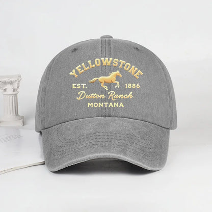 1pc Yellowstone Horse Print Washed Baseball Caps for Women Men Lightweight,Breathable,Adjustable Casual Wear Camping Yellowstone