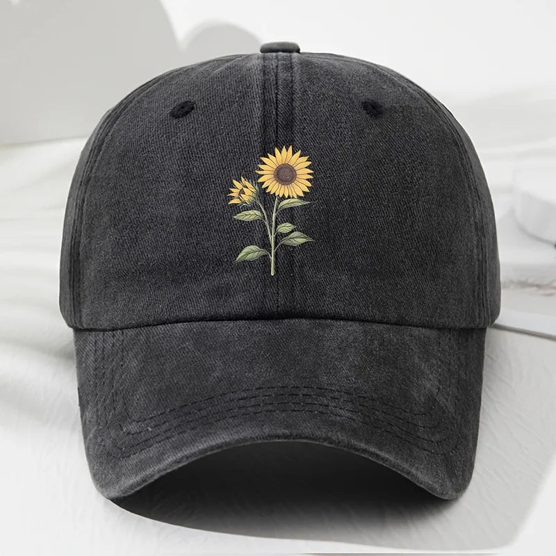Retro saulėgrąžų rašto beisbolo kepurė „Dad Hat“, tinkanti lauko sportui, žvejybai ir stovyklavimui, žygiai
