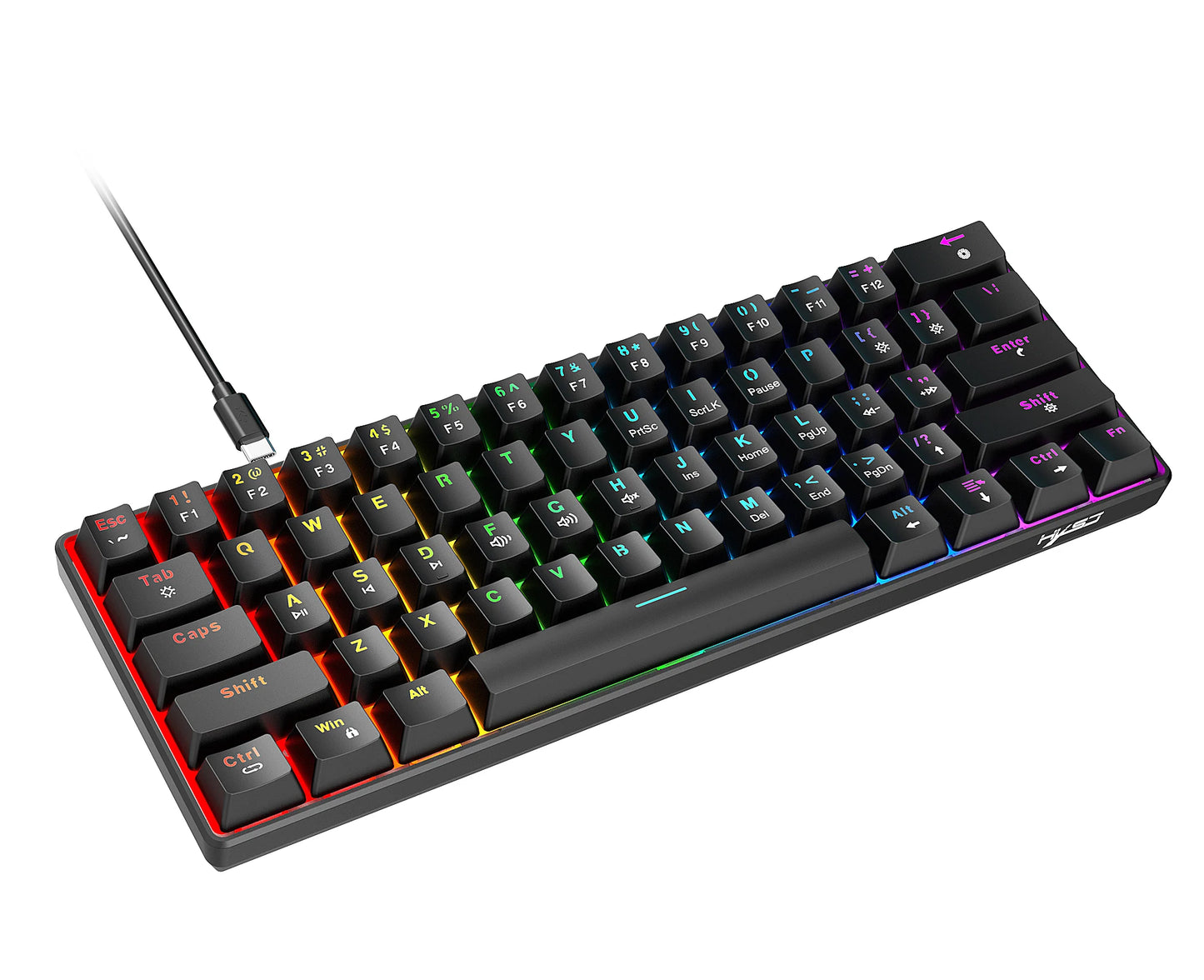 RK61 Wired 60% Mechanical Gaming Keyboard RGB Backlit 61 Keys Ultra-Compact Hot Swappable Red Switch provides a smooth