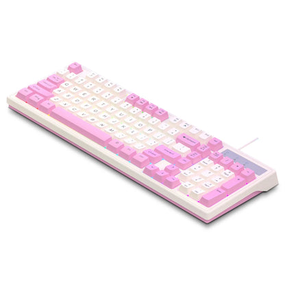 CASEPOKE 98 Keys Mechanical Keyboard for PC Laptop Office Silent Wired Keyboard with Backlit Volume Adjustment Gaming Keyboard