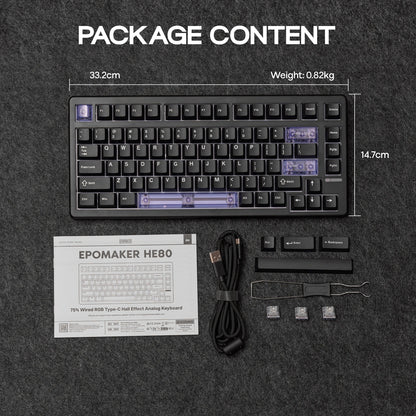 Teclado mecânico magnético EPOMAKER HE80 75% layout US QWERTY Hot-Swap Creamy Gasket com fio Hall Effect DKS SOCD para PC/Mac