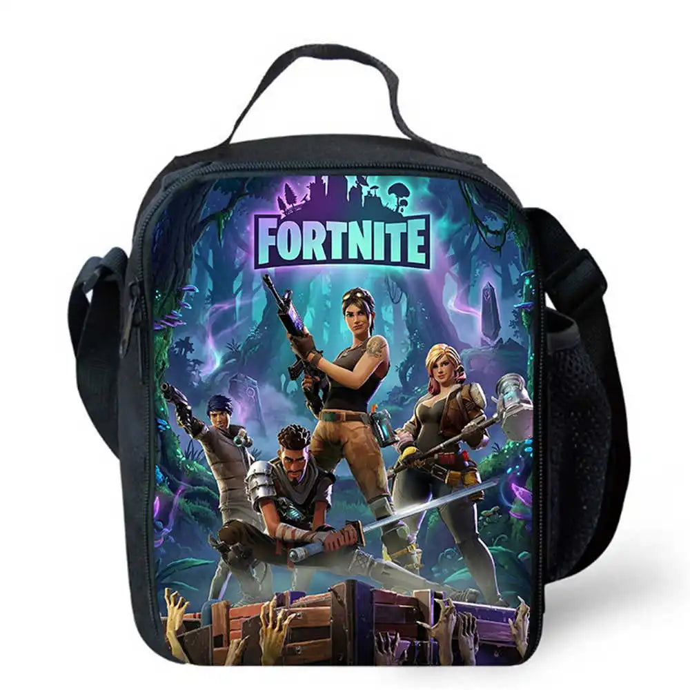Children's Cartoon Fortnite Picnic Bag For Boys and Girls Age 5-10，Kids Insulated Cooler Lunch Bags Cute Portable Lightweight