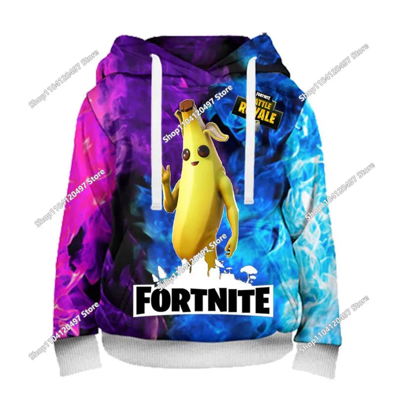 2025 Novo hoodie unissexo Fortnite com impressão 3D, casaco casual, acessório gaming para cosplay, roupa infantil, presentes