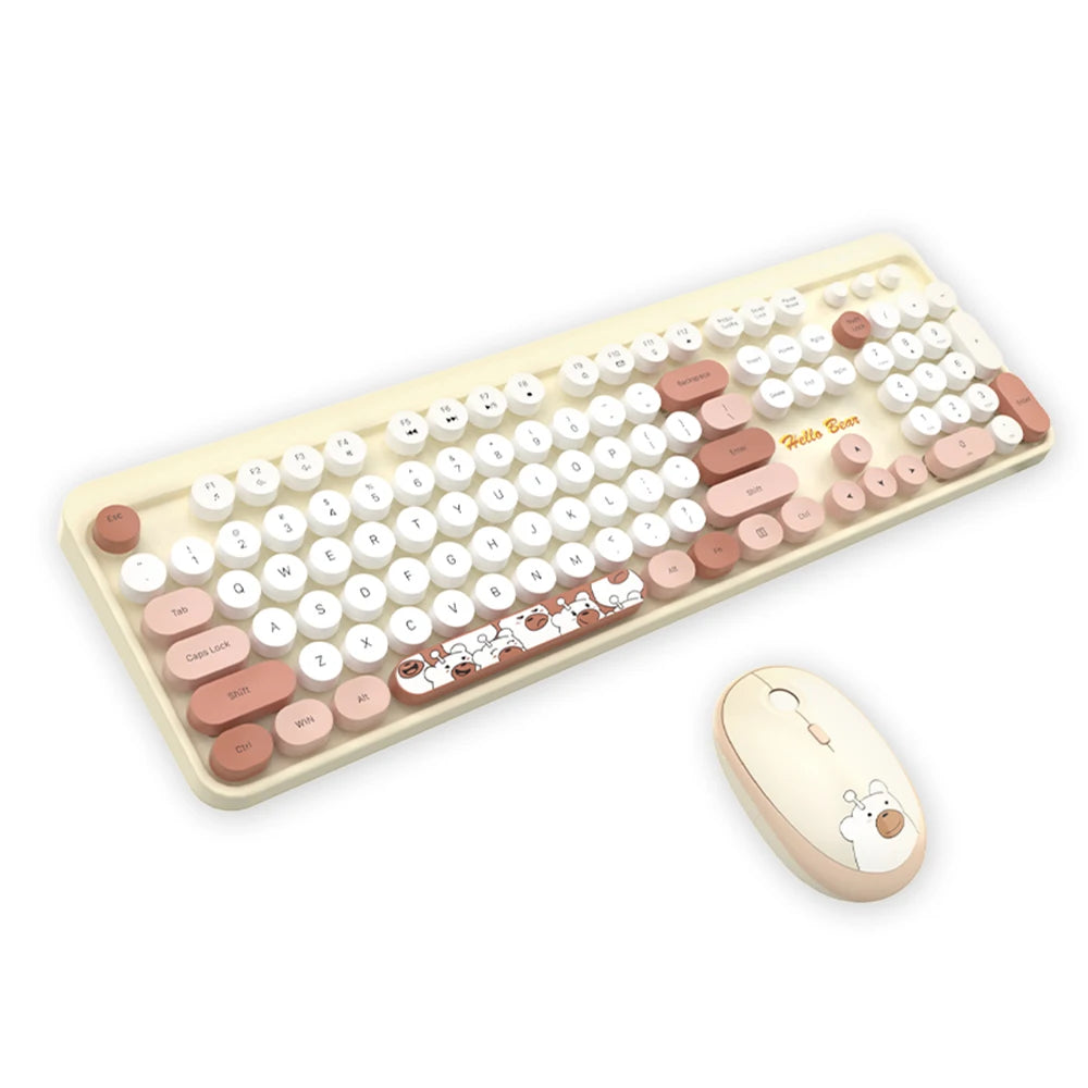 Cute New 2.4G Wireless Keyboard With Numeric 104 Keys Silent Gaming Keyboard Mouse Set For Laptop Desktop PC Friend Gift Durable