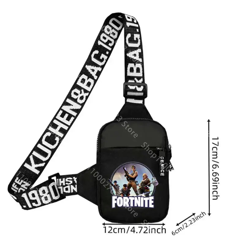 Lekka, sportowo-casualowa torba na ramię dla dorosłych Fortnites, mini torba na telefon z nadrukiem postaci z gry, męska torba crossbody na klatkę piersiową, prezent