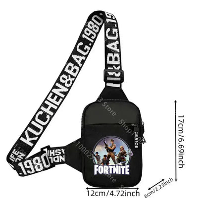 Lekka, sportowo-casualowa torba na ramię dla dorosłych Fortnites, mini torba na telefon z nadrukiem postaci z gry, męska torba crossbody na klatkę piersiową, prezent