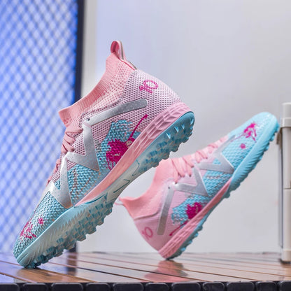 Chaussures de football TF pour adultes toutes saisons, tissu PU mixte, semelle extérieure en caoutchouc résistante à l'usure, forte adhérence pour les sports sur gazon toute l'année
