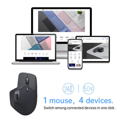 Rapoo MT760L/MT760M monen tilan ladattava langaton hiiri, ergonominen, 4000 DPI, tukee jopa 4 laitetta, Bluetooth-hiiri