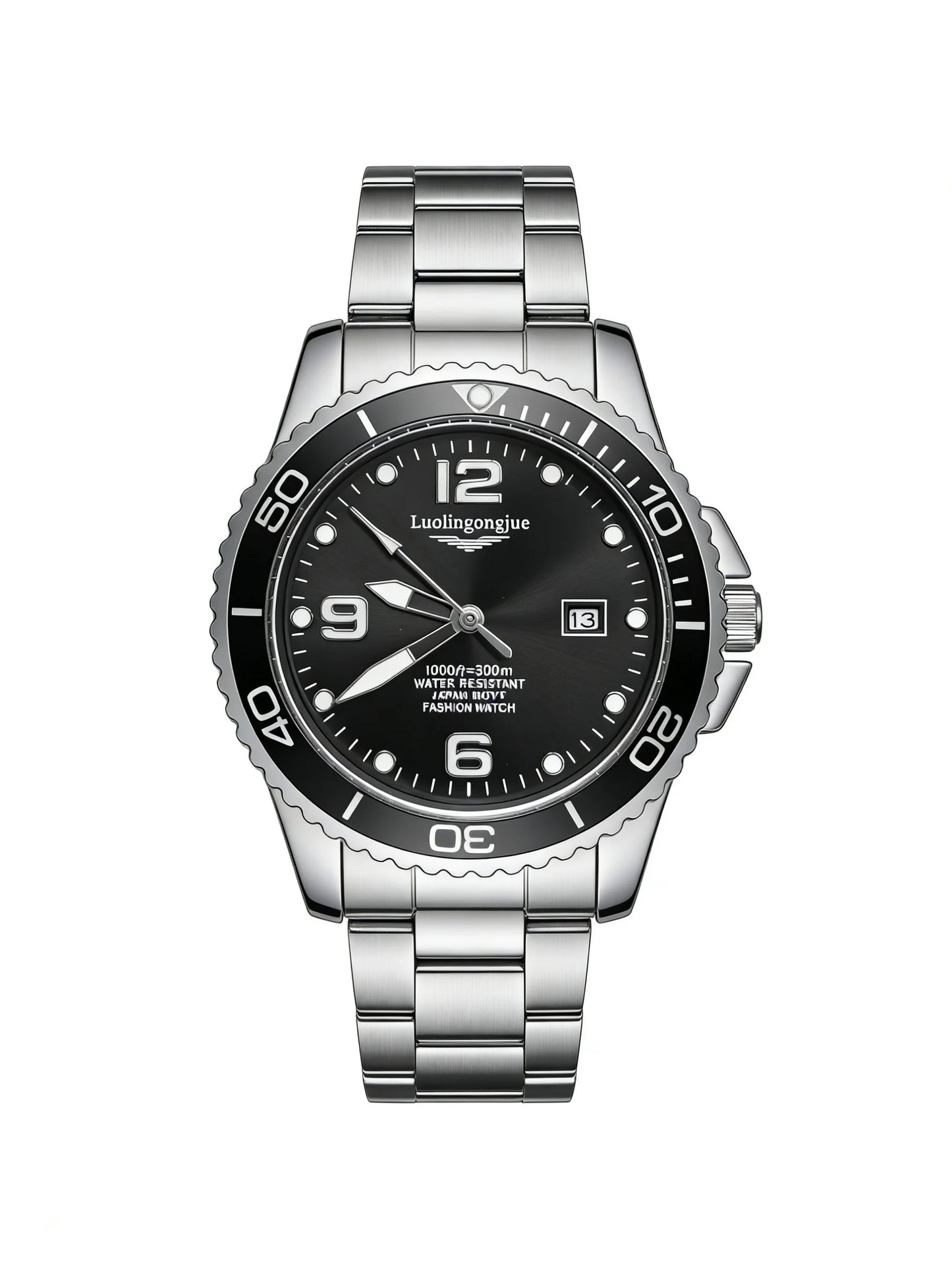 Men's Luxury Diving Quartz Watch, Classic Style, Waterproof, Luminous Calendar, Stainless Steel Strap, Business Casual Style, Men's Watch, High-Quality Gift, Gift for Men