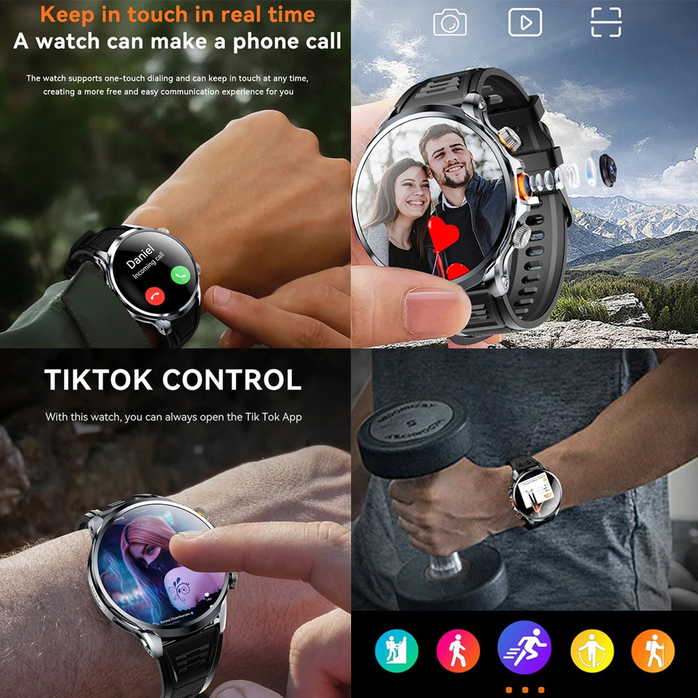 8GB+128GB RAM 5G/4G Smart Watch 1.95 inch AMOLED 1880mah Battery 500W Camera GPS WIFI Google APP Download Smartwatch Android 9.0