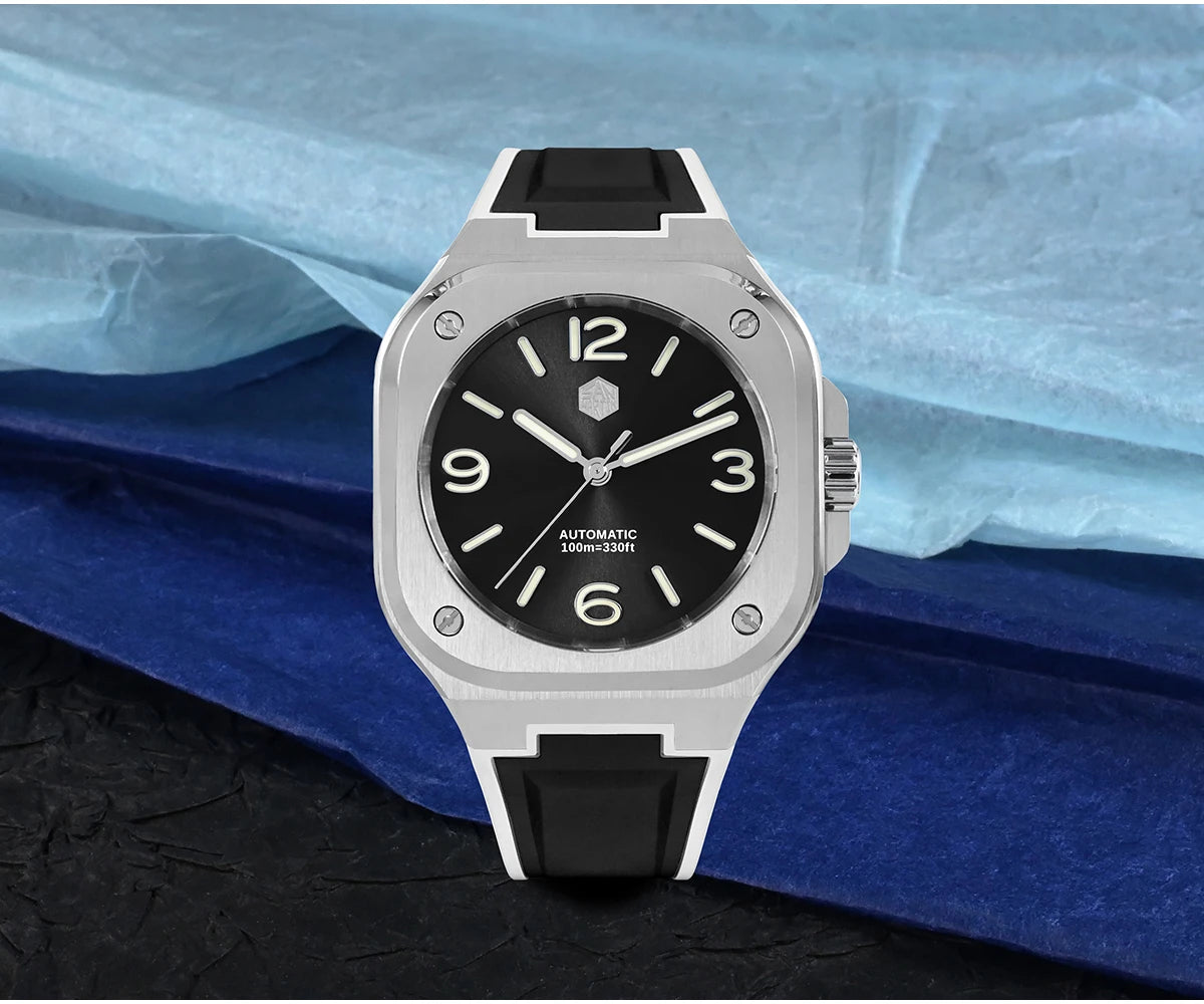 San Martin 40mm Classic Luxury Sport Watch Distinctive Square Case Stainless Steel Men Watch Automatic Mechanical 10 Bar SN0074