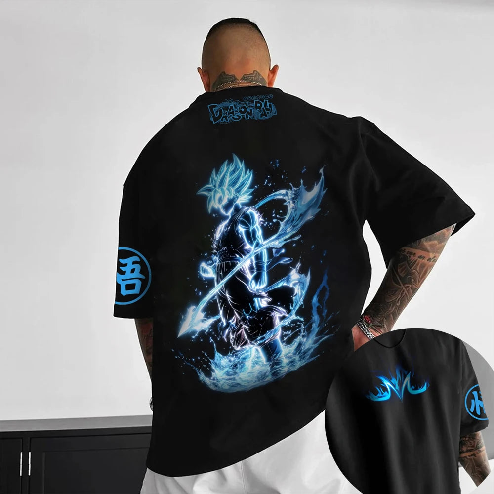 Dragon Ball Z Son Goku All Forms Broly Blue Aura Group Print Kids Oversized T-Shirt Men's Anime Streetwear Anime Tee For Fans
