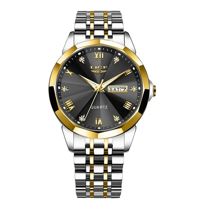 Montre-bracelet à quartz pour femme LIGE – Élégante et luxueuse, affichant la date et le jour de la semaine – Montre simple et étanche, idéale comme cadeau pour femme