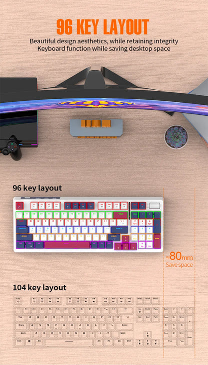 Wireless Mechanical Keyboard 96 Keys 100% Layout Spanish Russian Korean Arabic Mechanical Keyboard Bluetooth RGB K95 2000mAh