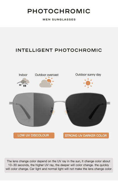 CAPONI Polarized Sun Glasses For Men Light Carbon Fiber Photochromic Black Shades Driving UV420 Oil-proof Lenses Eyewear BS34713