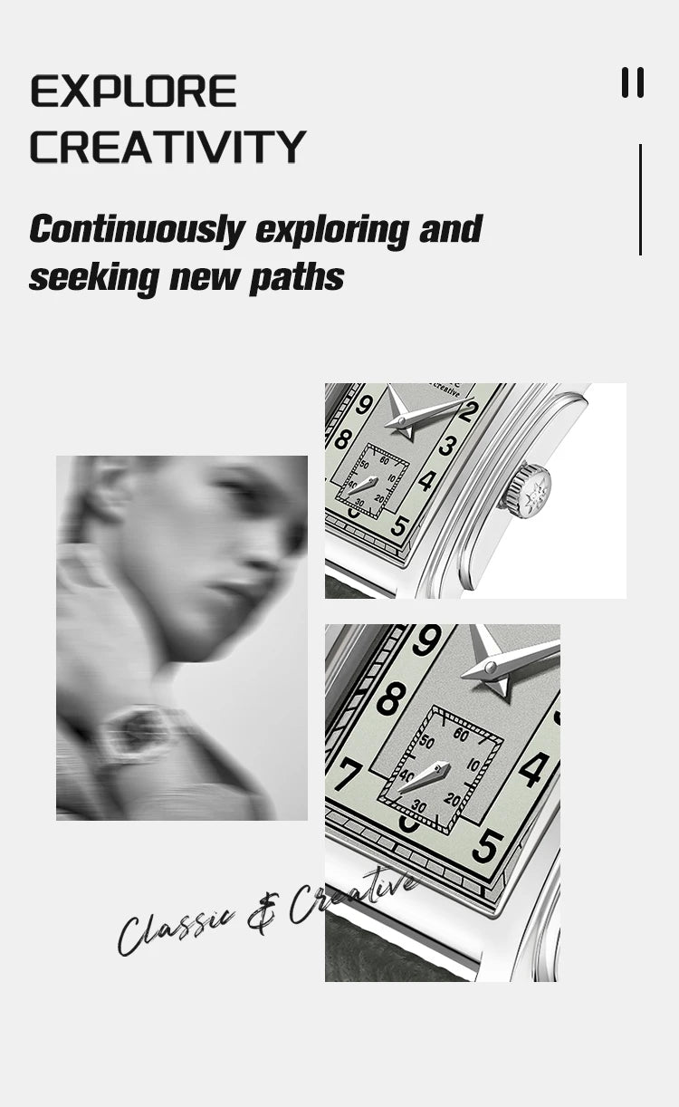 FARASUTE Original Design Square Manual Mechanical Men's Watch Seagull Movement Luxury Retro Sapphire Mirror Waterproof Men Watch