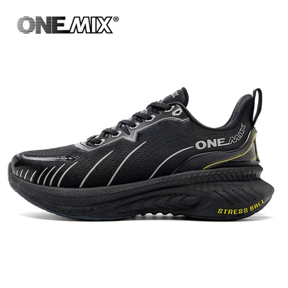 ONEMIX Nouvelles chaussures de course à amorti pour hommes, adaptées aux coureurs intensifs, à lacets, sportives, pour femmes, antidérapantes, d'extérieur, athlétiques, baskets pour hommes