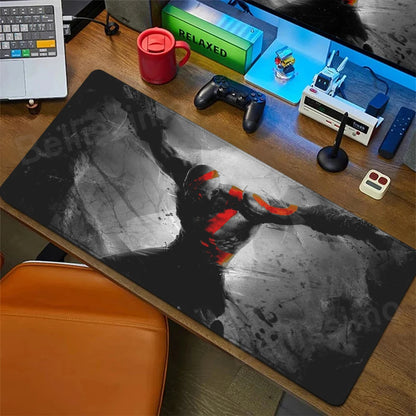 Xxl Mouse Pad God of War Desk Mat Gaming Accessories Keyboard Computer Mousepad Gamer Large Pc Cabinet Office Table Carpet Rug