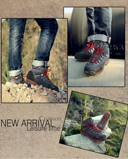 Lynjacye Mid Cut 2025 New Waterproof Hiking Boots Training Shoes Men Sports Shoes Outdoor Non-Slip Woodland Hunting Work Shoes
