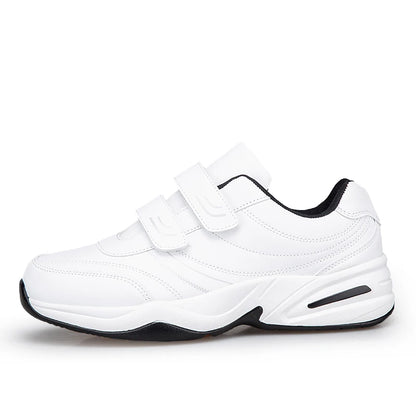 Sneakers da uomo in pelle regolabili con chiusura a strappo, scarpe sportive casual, sneakers bianche, scarpe da ginnastica sportive da uomo