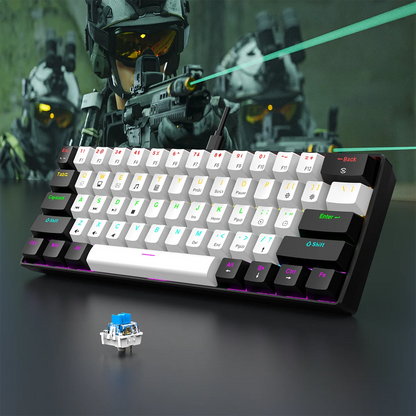 60% Wired Gaming Mechanical Keyboard RGB Backlit Ultra-Compact Mini Keyboard for PC, Mac & Laptop – Portable Mechanical Gaming Keyboard for Gamers & Typists
