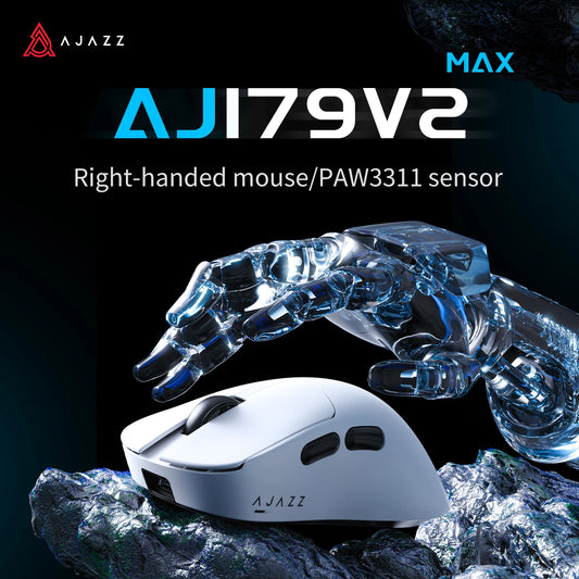 AJAZZ AJ179 V2 MAX Tri-Mode Wireless Gaming Mouse, 56g Lightweight PAW3311 Sensor, 12000 DPI, Rechargeable Right-Hand Gaming Mouse