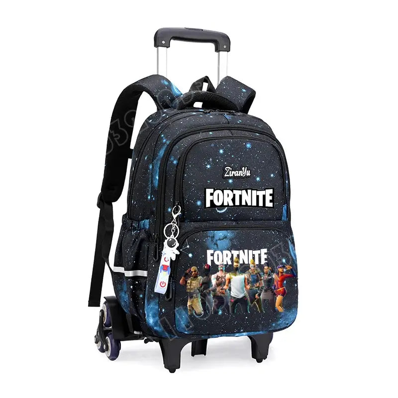 Fortnite Trolley Bag Easy Stair Climbing Anime Waterproof Wheeled Backpack Large Capacity Student Schoolbag Casual Travel Bag