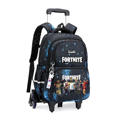 Fortnite Trolley Bag Easy Stair Climbing Anime Waterproof Wheeled Backpack Large Capacity Student Schoolbag Casual Travel Bag