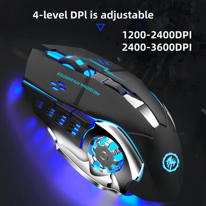 Újratölthető vezeték nélküli gaming egér – csendes Bluetooth/USB, RGB háttérvilágítás, e-sporthoz PC-re