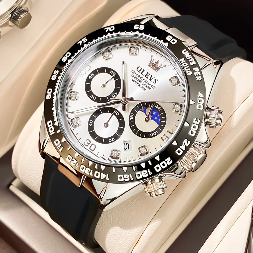 OLEVS Herrenuhr – Luxuriöse, wasserdichte und leuchtende Quarzuhr mit Chronograph und Datumsanzeige – Sportuhr für Herren einer führenden Marke