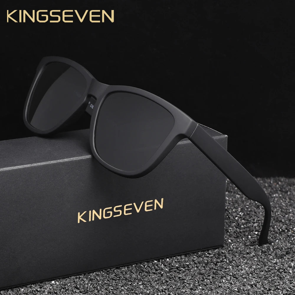 KNGSEVEN Trendy Round Sunglasses Men Women Causal Polarized Anti-UV400 Glasses Outdoor Causal Black Frame Driving Eyewear