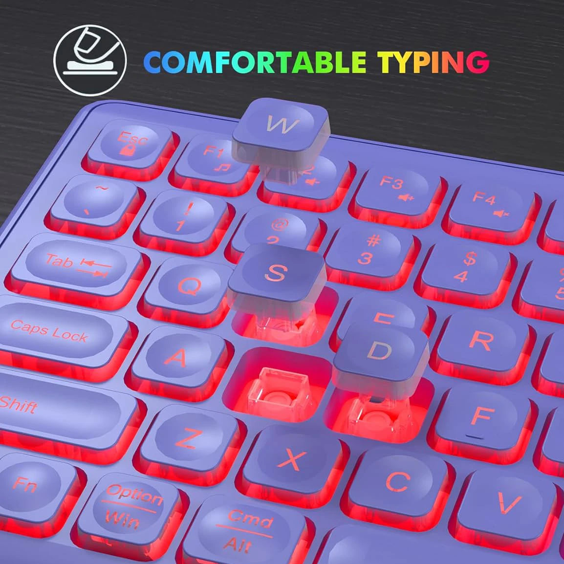Ergonomic 2.4Ghz Wireless Keyboard Mouse Combo for PC/Laptop/Desktop Rechargeable Full Size Keyboard Mouse Set With RGB Backlit