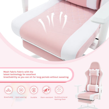 WOLTU Massage Gaming Chair Ergonomic Adjustable Height Office Armchair with Headrest Footrest Swivel Chair Mesh Computer Chair