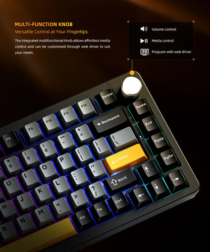 Machenike K600-B82W Mechanical Keyboard Tri-Modes Gasket Mounted 75% ANSI Layout  RGB Backlit Wireless Gaming Keyboard