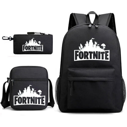 3Pcs Fortnite Gaming Backpack Set Lightweight Minimalist Laptop Schoolbag Pencil Case Lunch Bag Casual Travel Bag Holiday Gift